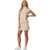 imageGRECERELLE Womens 2026 Summer 2 Piece Skort Sets Cap Sleeve Zip Collared Top Matching Tennis Skirt with Pockets for AthleticOatmeal