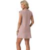 imageGRECERELLE Womens 2026 Summer 2 Piece Skort Sets Cap Sleeve Zip Collared Top Matching Tennis Skirt with Pockets for AthleticRose Pink
