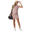 imageGRECERELLE Womens 2026 Summer 2 Piece Skort Sets Cap Sleeve Zip Collared Top Matching Tennis Skirt with Pockets for AthleticRose Pink