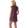 imageGRECERELLE Womens 2026 Summer 2 Piece Skort Sets Cap Sleeve Zip Collared Top Matching Tennis Skirt with Pockets for AthleticRosewood