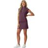 imageGRECERELLE Womens 2026 Summer 2 Piece Skort Sets Cap Sleeve Zip Collared Top Matching Tennis Skirt with Pockets for AthleticRosewood