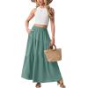 imageGRECERELLE Womens Boho Maxi Skirt Elastic High Waist Tiered ALine Casual Summer Flowy Asymmetric Long Skirts with PocketsAqua Sea