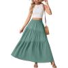 imageGRECERELLE Womens Boho Maxi Skirt Elastic High Waist Tiered ALine Casual Summer Flowy Asymmetric Long Skirts with PocketsAqua Sea