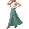 imageGRECERELLE Womens Boho Maxi Skirt Elastic High Waist Tiered ALine Casual Summer Flowy Asymmetric Long Skirts with PocketsAqua Sea