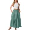 imageGRECERELLE Womens Boho Maxi Skirt Elastic High Waist Tiered ALine Casual Summer Flowy Asymmetric Long Skirts with PocketsAqua Sea