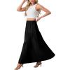 imageGRECERELLE Womens Boho Maxi Skirt Elastic High Waist Tiered ALine Casual Summer Flowy Asymmetric Long Skirts with PocketsBlack