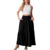 imageGRECERELLE Womens Boho Maxi Skirt Elastic High Waist Tiered ALine Casual Summer Flowy Asymmetric Long Skirts with PocketsBlack