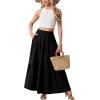 imageGRECERELLE Womens Boho Maxi Skirt Elastic High Waist Tiered ALine Casual Summer Flowy Asymmetric Long Skirts with PocketsBlack