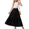imageGRECERELLE Womens Boho Maxi Skirt Elastic High Waist Tiered ALine Casual Summer Flowy Asymmetric Long Skirts with PocketsBlack