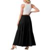imageGRECERELLE Womens Boho Maxi Skirt Elastic High Waist Tiered ALine Casual Summer Flowy Asymmetric Long Skirts with PocketsBlack