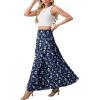 imageGRECERELLE Womens Boho Maxi Skirt Elastic High Waist Tiered ALine Casual Summer Flowy Asymmetric Long Skirts with PocketsBlue Small Flower