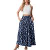 imageGRECERELLE Womens Boho Maxi Skirt Elastic High Waist Tiered ALine Casual Summer Flowy Asymmetric Long Skirts with PocketsBlue Small Flower