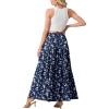 imageGRECERELLE Womens Boho Maxi Skirt Elastic High Waist Tiered ALine Casual Summer Flowy Asymmetric Long Skirts with PocketsBlue Small Flower