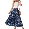 imageGRECERELLE Womens Boho Maxi Skirt Elastic High Waist Tiered ALine Casual Summer Flowy Asymmetric Long Skirts with PocketsBlue Small Flower