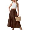 imageGRECERELLE Womens Boho Maxi Skirt Elastic High Waist Tiered ALine Casual Summer Flowy Asymmetric Long Skirts with PocketsBrown