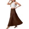 imageGRECERELLE Womens Boho Maxi Skirt Elastic High Waist Tiered ALine Casual Summer Flowy Asymmetric Long Skirts with PocketsBrown