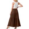 imageGRECERELLE Womens Boho Maxi Skirt Elastic High Waist Tiered ALine Casual Summer Flowy Asymmetric Long Skirts with PocketsBrown