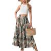 imageGRECERELLE Womens Boho Maxi Skirt Elastic High Waist Tiered ALine Casual Summer Flowy Asymmetric Long Skirts with PocketsCamou Green Pink
