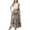 imageGRECERELLE Womens Boho Maxi Skirt Elastic High Waist Tiered ALine Casual Summer Flowy Asymmetric Long Skirts with PocketsCamou Green Pink