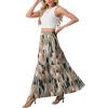 imageGRECERELLE Womens Boho Maxi Skirt Elastic High Waist Tiered ALine Casual Summer Flowy Asymmetric Long Skirts with PocketsCamou Green Pink