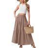 imageGRECERELLE Womens Boho Maxi Skirt Elastic High Waist Tiered ALine Casual Summer Flowy Asymmetric Long Skirts with PocketsCoffee Gray