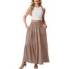 imageGRECERELLE Womens Boho Maxi Skirt Elastic High Waist Tiered ALine Casual Summer Flowy Asymmetric Long Skirts with PocketsCoffee Gray