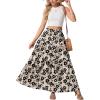 imageGRECERELLE Womens Boho Maxi Skirt Elastic High Waist Tiered ALine Casual Summer Flowy Asymmetric Long Skirts with PocketsKhaki Black Flower