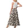 imageGRECERELLE Womens Boho Maxi Skirt Elastic High Waist Tiered ALine Casual Summer Flowy Asymmetric Long Skirts with PocketsKhaki Black Flower