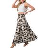 imageGRECERELLE Womens Boho Maxi Skirt Elastic High Waist Tiered ALine Casual Summer Flowy Asymmetric Long Skirts with PocketsKhaki Black Flower