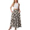 imageGRECERELLE Womens Boho Maxi Skirt Elastic High Waist Tiered ALine Casual Summer Flowy Asymmetric Long Skirts with PocketsKhaki Black Flower