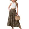 imageGRECERELLE Womens Boho Maxi Skirt Elastic High Waist Tiered ALine Casual Summer Flowy Asymmetric Long Skirts with PocketsLd Khaki