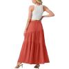 imageGRECERELLE Womens Boho Maxi Skirt Elastic High Waist Tiered ALine Casual Summer Flowy Asymmetric Long Skirts with PocketsLiving Coral