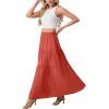 imageGRECERELLE Womens Boho Maxi Skirt Elastic High Waist Tiered ALine Casual Summer Flowy Asymmetric Long Skirts with PocketsLiving Coral