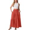 imageGRECERELLE Womens Boho Maxi Skirt Elastic High Waist Tiered ALine Casual Summer Flowy Asymmetric Long Skirts with PocketsLiving Coral
