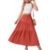 imageGRECERELLE Womens Boho Maxi Skirt Elastic High Waist Tiered ALine Casual Summer Flowy Asymmetric Long Skirts with PocketsLiving Coral