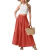 imageGRECERELLE Womens Boho Maxi Skirt Elastic High Waist Tiered ALine Casual Summer Flowy Asymmetric Long Skirts with PocketsLiving Coral