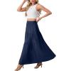 imageGRECERELLE Womens Boho Maxi Skirt Elastic High Waist Tiered ALine Casual Summer Flowy Asymmetric Long Skirts with PocketsNavy Blue