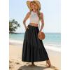 imageGRECERELLE Womens Boho Maxi Skirt High Waist Pleated ALine Flowy Swing Asymmetric Tiered Long Skirts with PocketsBlack