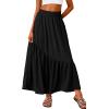 imageGRECERELLE Womens Boho Maxi Skirt High Waist Pleated ALine Flowy Swing Asymmetric Tiered Long Skirts with PocketsBlack