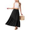 imageGRECERELLE Womens Boho Maxi Skirt High Waist Pleated ALine Flowy Swing Asymmetric Tiered Long Skirts with PocketsBlack