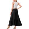 imageGRECERELLE Womens Boho Maxi Skirt High Waist Pleated ALine Flowy Swing Asymmetric Tiered Long Skirts with PocketsBlack