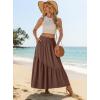 imageGRECERELLE Womens Boho Maxi Skirt High Waist Pleated ALine Flowy Swing Asymmetric Tiered Long Skirts with PocketsBrown