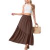 imageGRECERELLE Womens Boho Maxi Skirt High Waist Pleated ALine Flowy Swing Asymmetric Tiered Long Skirts with PocketsBrown