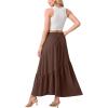 imageGRECERELLE Womens Boho Maxi Skirt High Waist Pleated ALine Flowy Swing Asymmetric Tiered Long Skirts with PocketsBrown