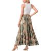 imageGRECERELLE Womens Boho Maxi Skirt High Waist Pleated ALine Flowy Swing Asymmetric Tiered Long Skirts with PocketsCamou Green Pink