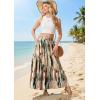 imageGRECERELLE Womens Boho Maxi Skirt High Waist Pleated ALine Flowy Swing Asymmetric Tiered Long Skirts with PocketsCamou Green Pink