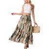imageGRECERELLE Womens Boho Maxi Skirt High Waist Pleated ALine Flowy Swing Asymmetric Tiered Long Skirts with PocketsCamou Green Pink