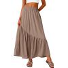 imageGRECERELLE Womens Boho Maxi Skirt High Waist Pleated ALine Flowy Swing Asymmetric Tiered Long Skirts with PocketsCoffee Gray