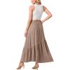imageGRECERELLE Womens Boho Maxi Skirt High Waist Pleated ALine Flowy Swing Asymmetric Tiered Long Skirts with PocketsCoffee Gray