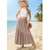 imageGRECERELLE Womens Boho Maxi Skirt High Waist Pleated ALine Flowy Swing Asymmetric Tiered Long Skirts with PocketsCoffee Gray